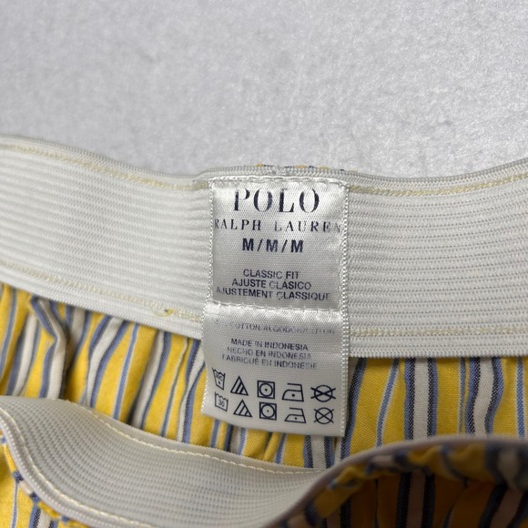 Polo Ralph Lauren Yellow Striped Classic Fit Preppy Cotton Boxer Shorts Lounge M - Picture 3 of 11